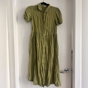 Aritzia Wilfred Green Button Up Shortsleeve Dress